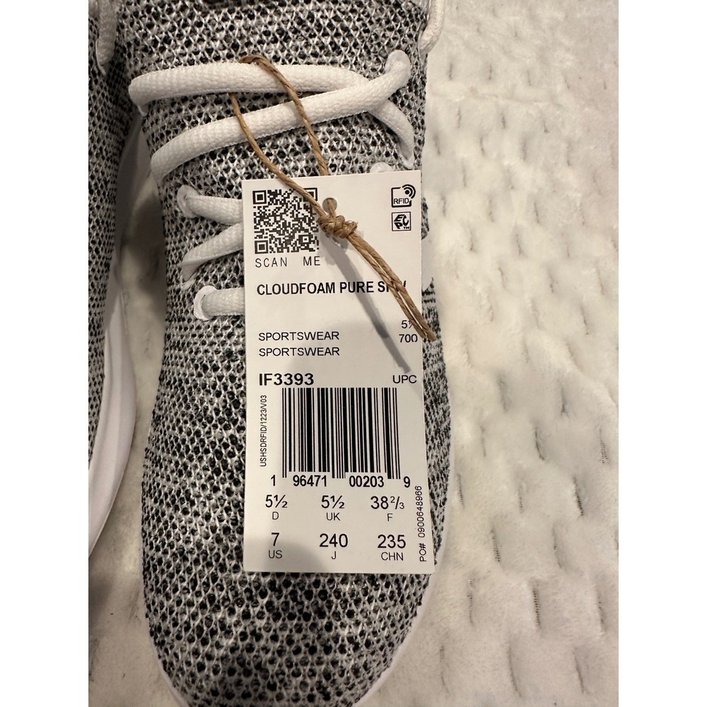Adidas Cloudfoam Pure SPW Womens Running Shoes White Black IF3393 Size 7 NEW - Picture 9 of 10